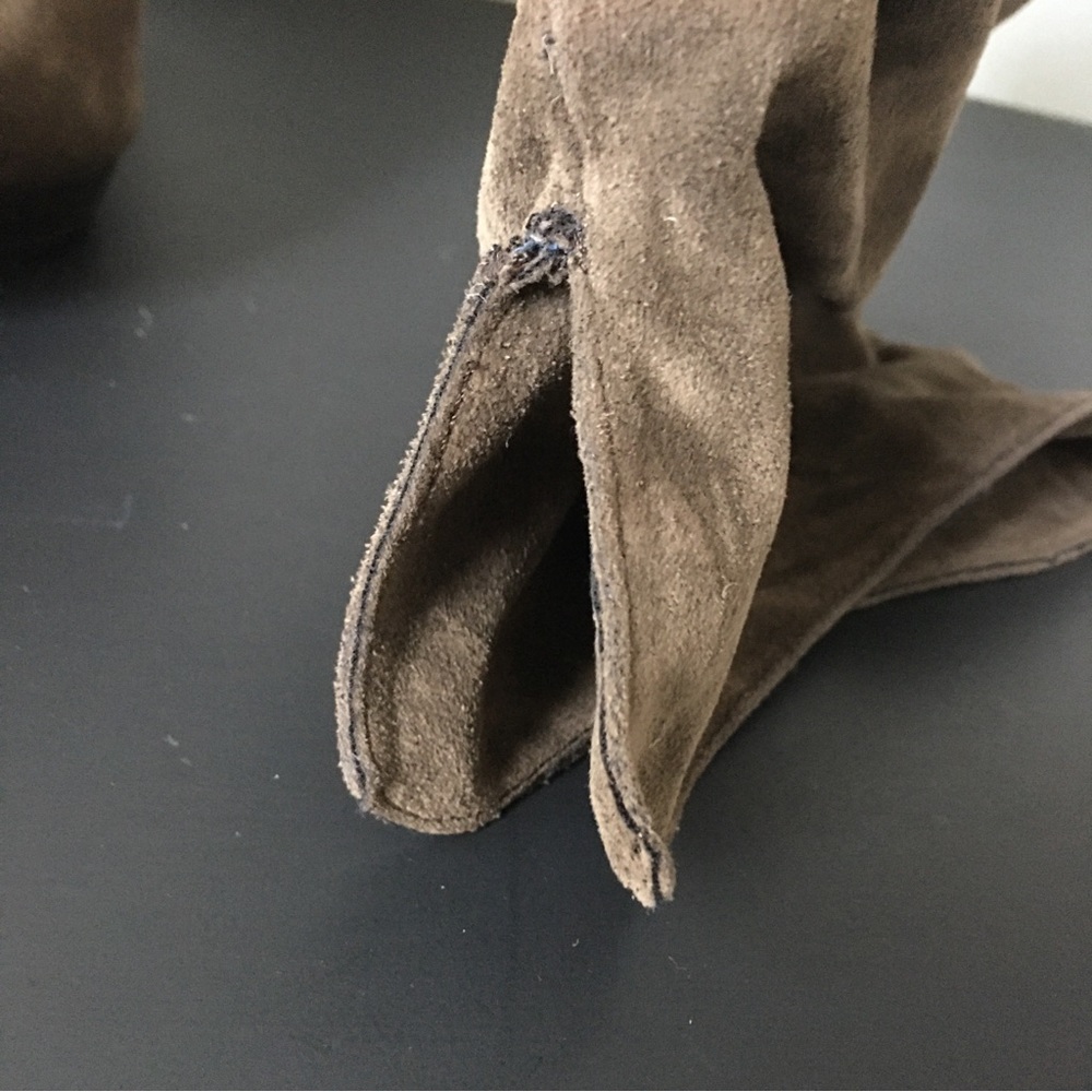 Bakers Lexie Knee High Stiletto Boots Studded Faux Suede Taupe 7.5B Platform - Picture 7 of 12